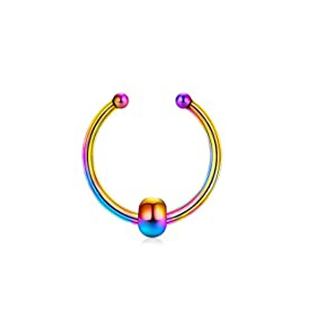 Fake Nose Septum Rings Faux Fake False Imitate Nose Rings Clip Horseshoe Hoop Ring Stainless Steel Body Non Piercing Jewelry