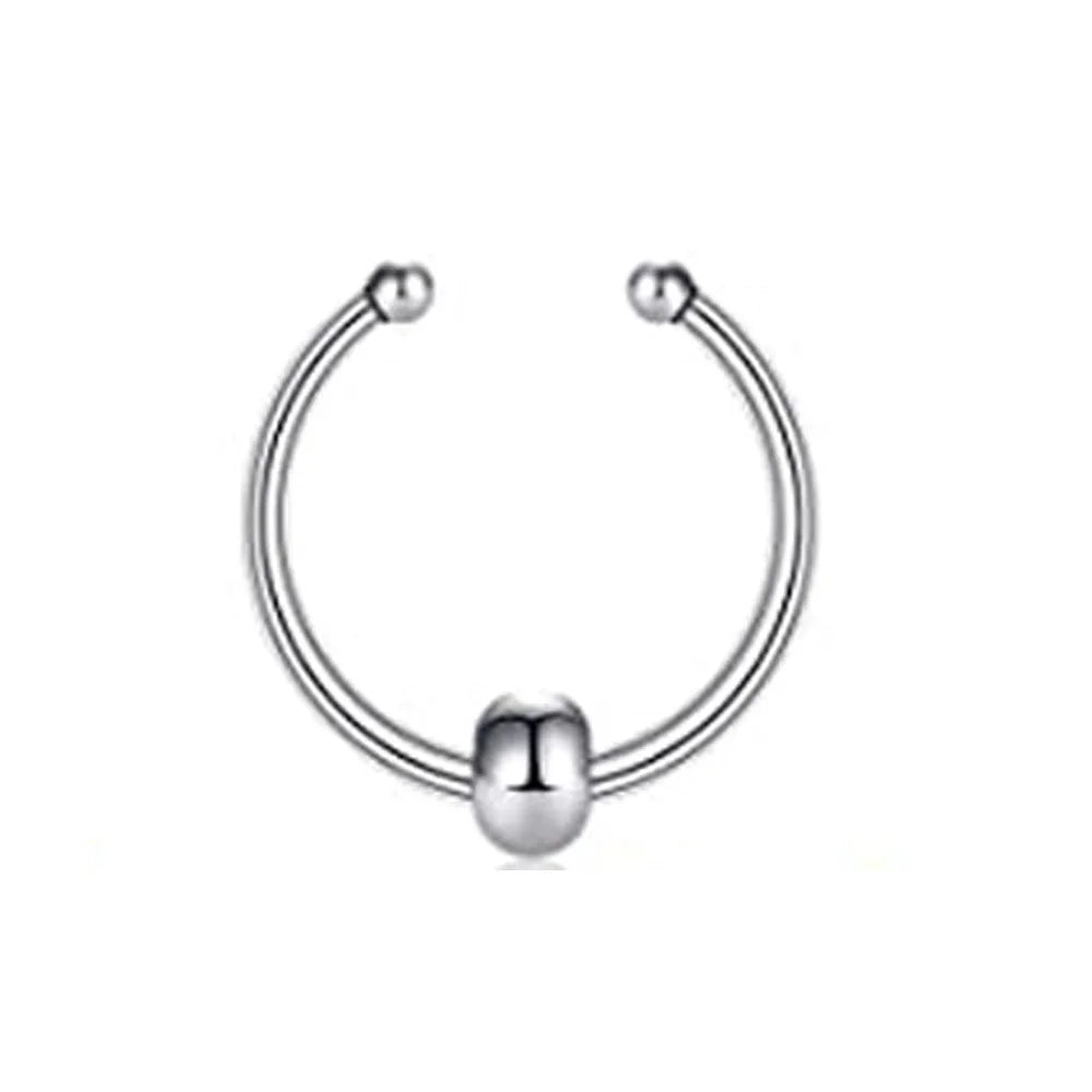 Fake Nose Septum Rings Faux Fake False Imitate Nose Rings Clip Horseshoe Hoop Ring Stainless Steel Body Non Piercing Jewelry