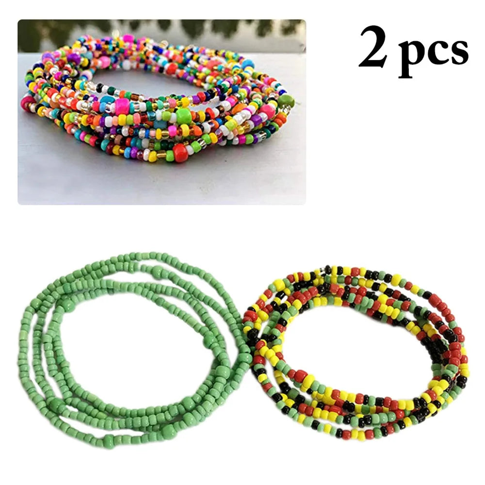 Bohemia Colorful Beaded Elasticity Waist Belly Chain for Women Girl 2023 Fashion Summer Beach Waistband Bikini Beads Jewelry