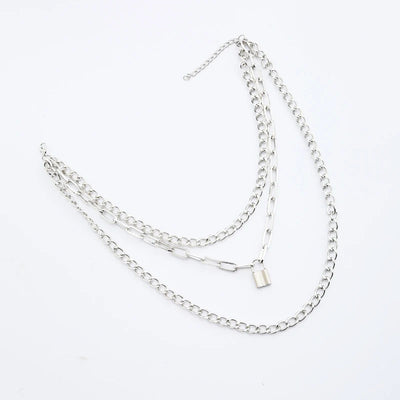 Layered Chain Necklace Cool Lock Goth Accessories Grunge Style Fairy Core Choker 2000s Aesthetic Y2k  Jewelry