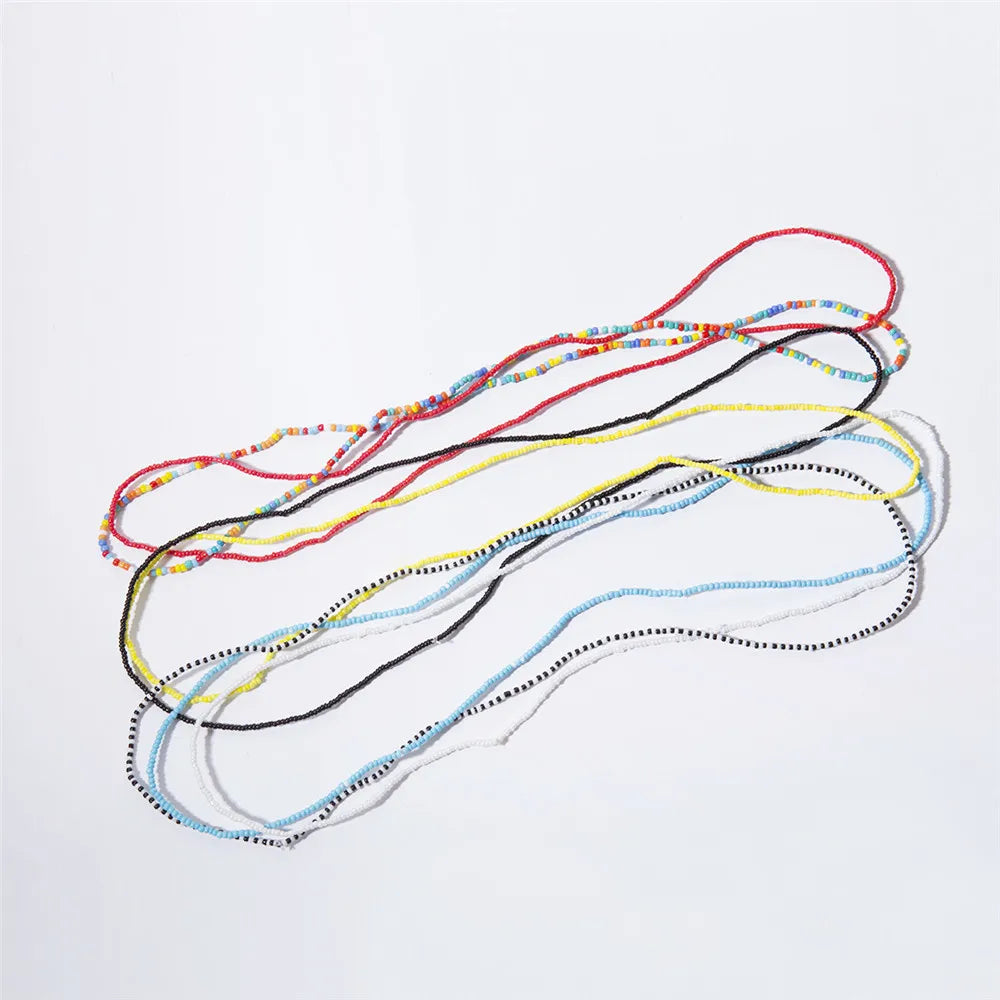 Bohemia Colorful Beaded Elasticity Waist Belly Chain for Women Girl 2023 Fashion Summer Beach Waistband Bikini Beads Jewelry