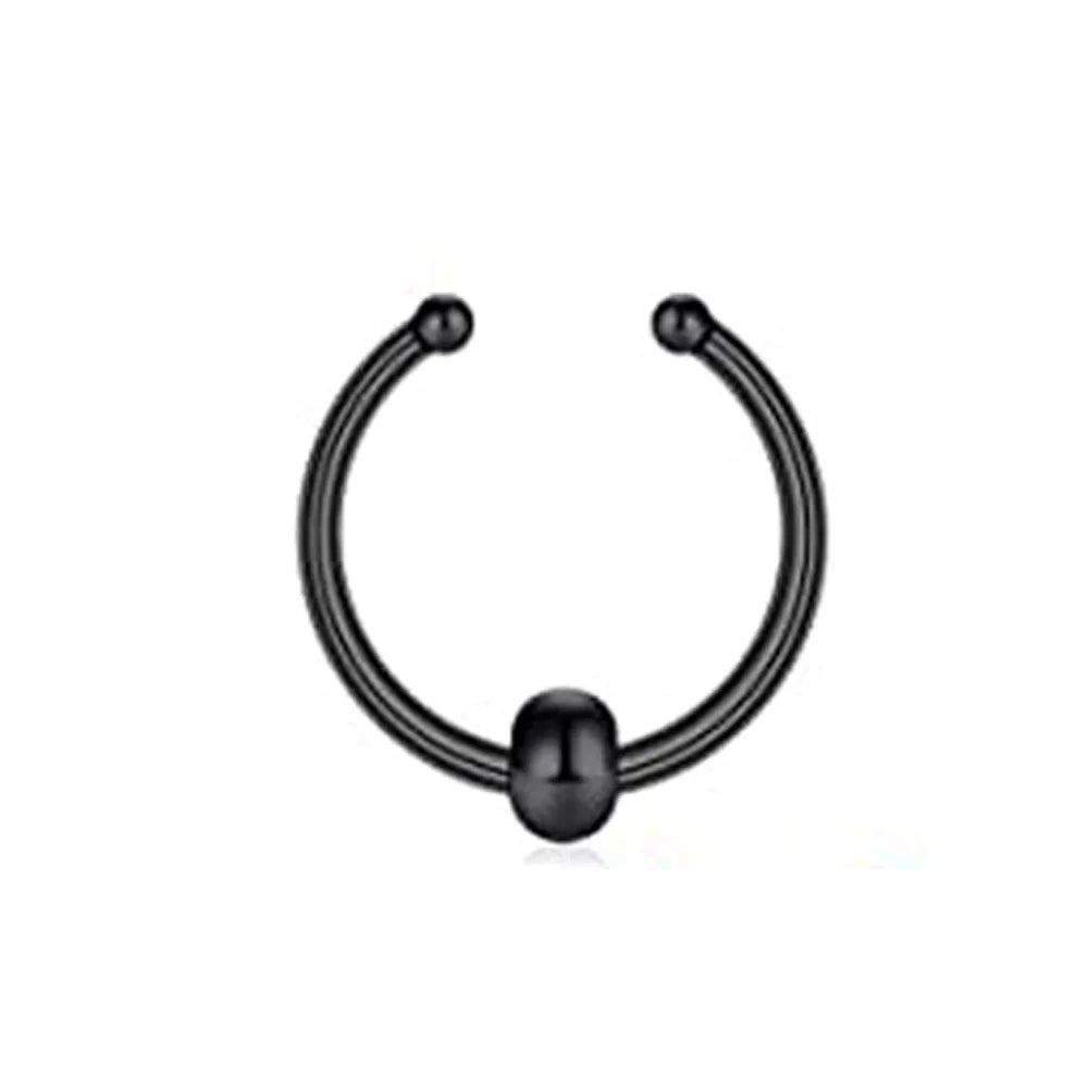 Fake Nose Septum Rings Faux Fake False Imitate Nose Rings Clip Horseshoe Hoop Ring Stainless Steel Body Non Piercing Jewelry