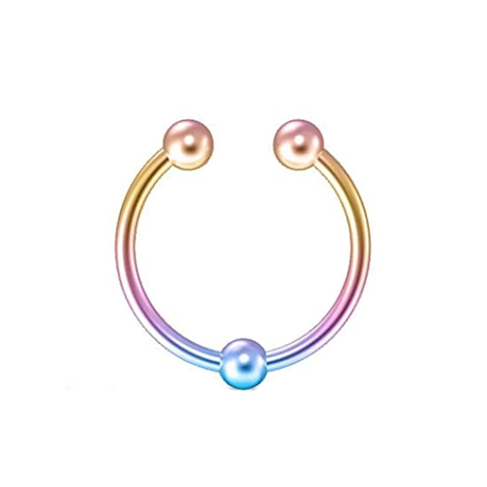 Fake Nose Septum Rings Faux Fake False Imitate Nose Rings Clip Horseshoe Hoop Ring Stainless Steel Body Non Piercing Jewelry