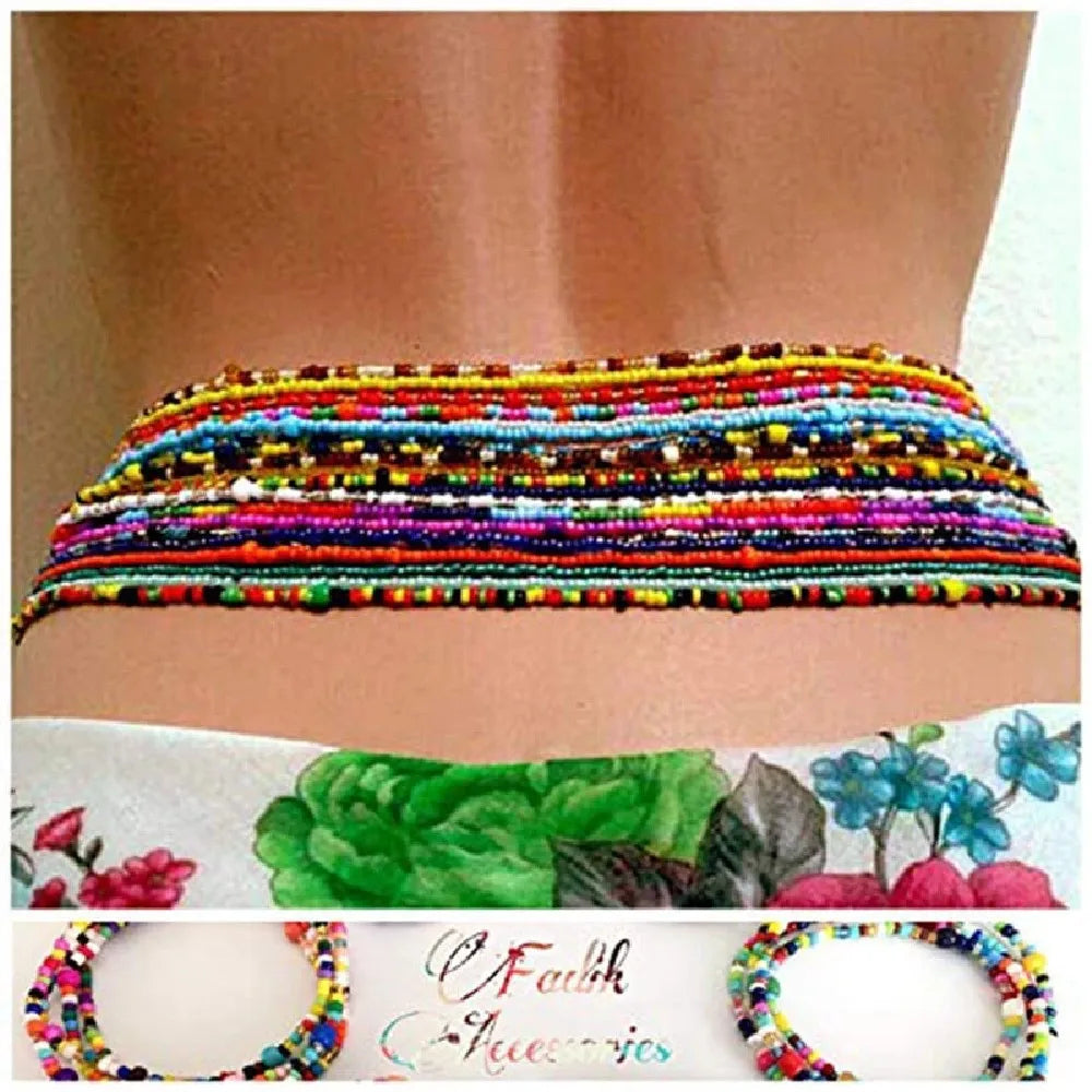 Bohemia Colorful Beaded Elasticity Waist Belly Chain for Women Girl 2023 Fashion Summer Beach Waistband Bikini Beads Jewelry