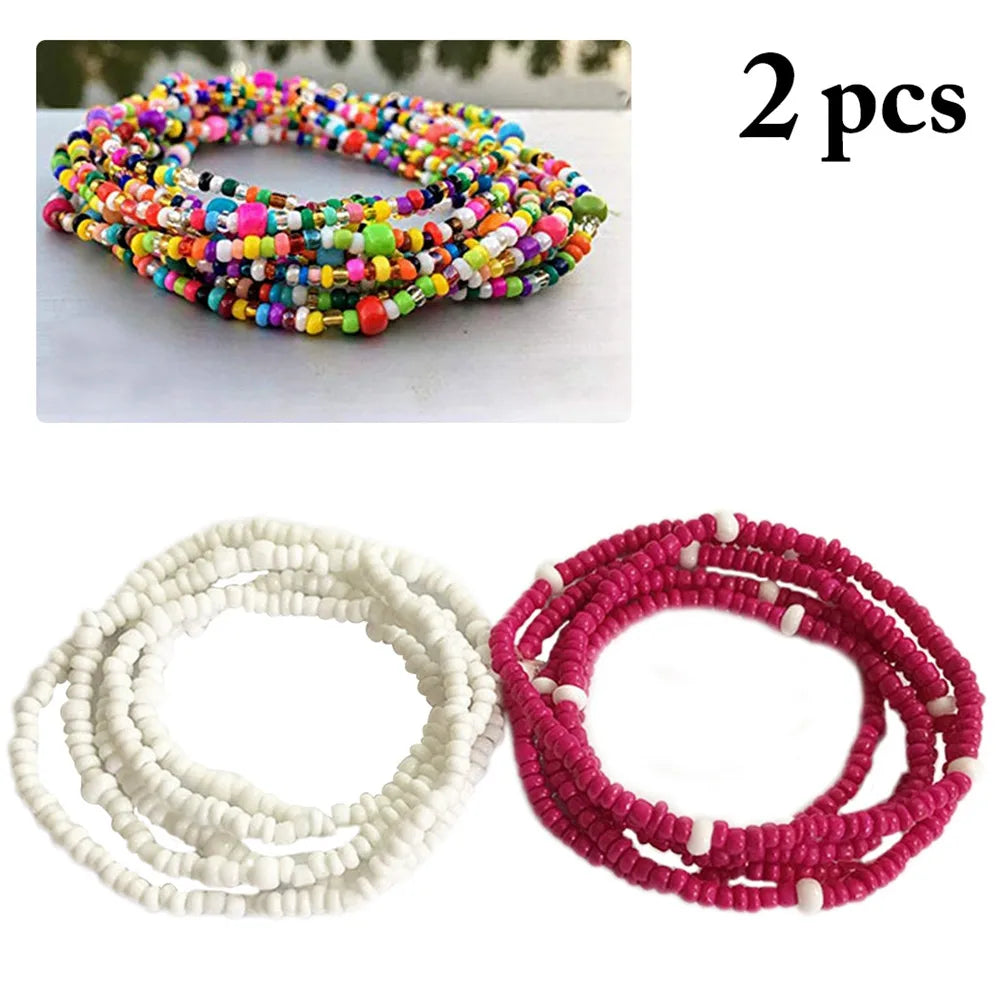 Bohemia Colorful Beaded Elasticity Waist Belly Chain for Women Girl 2023 Fashion Summer Beach Waistband Bikini Beads Jewelry