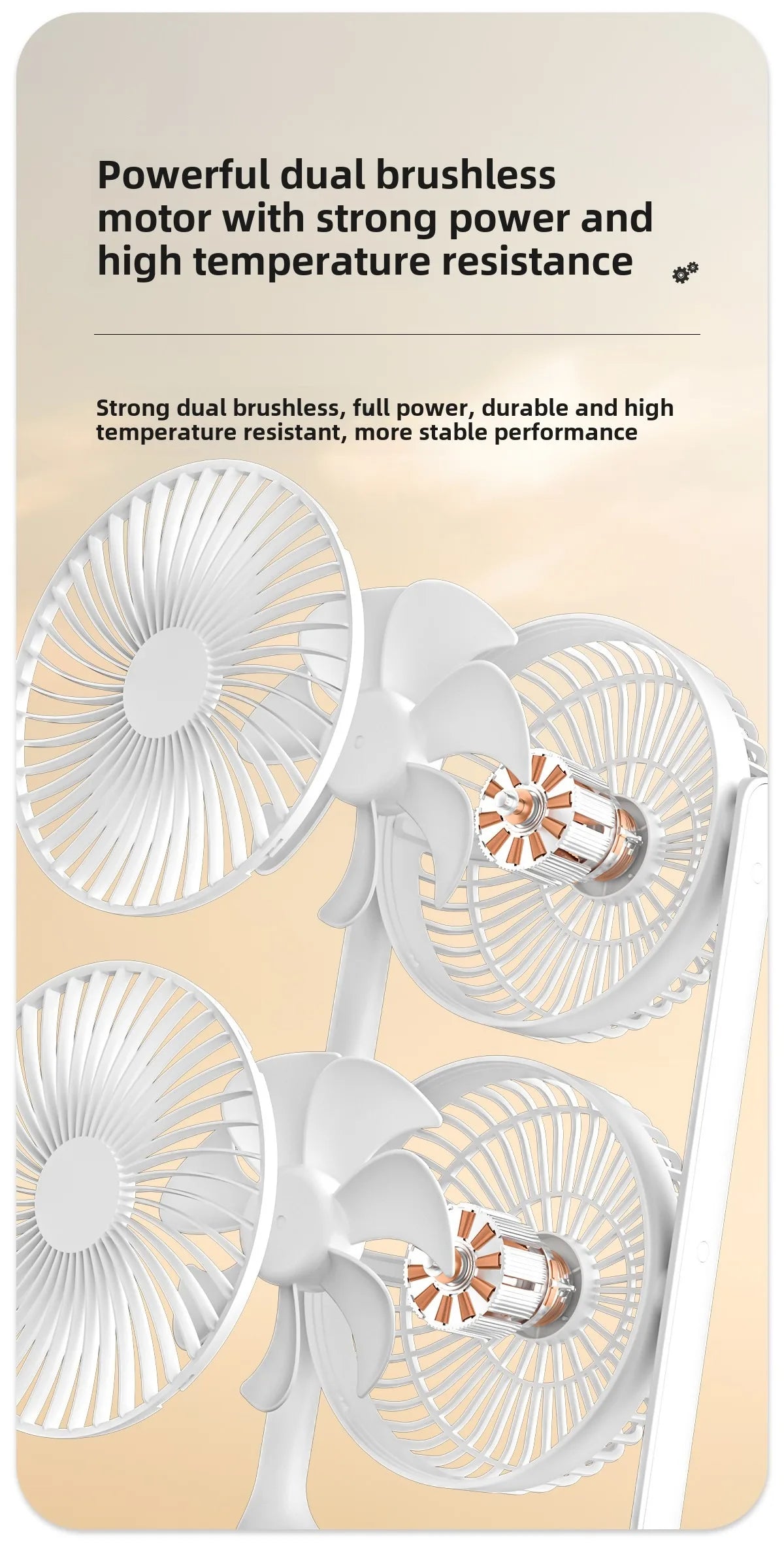 2025 new dual head desktop fan, high wind power air circulation fan, office dormitory double-layer fan