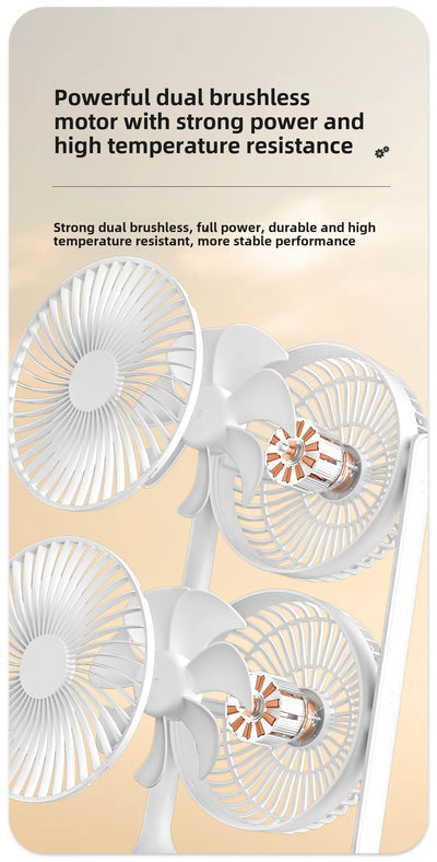 2025 new dual head desktop fan, high wind power air circulation fan, office dormitory double-layer fan