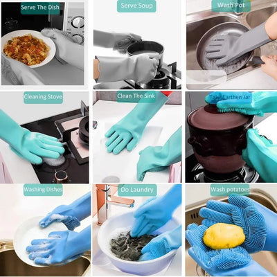 Pet Grooming Cleaning Gloves Dog Cat Bathing Shampoo Glove Scrubber Magic Dishwashing Cleanner Sponge Silicon Hair Removal Glove