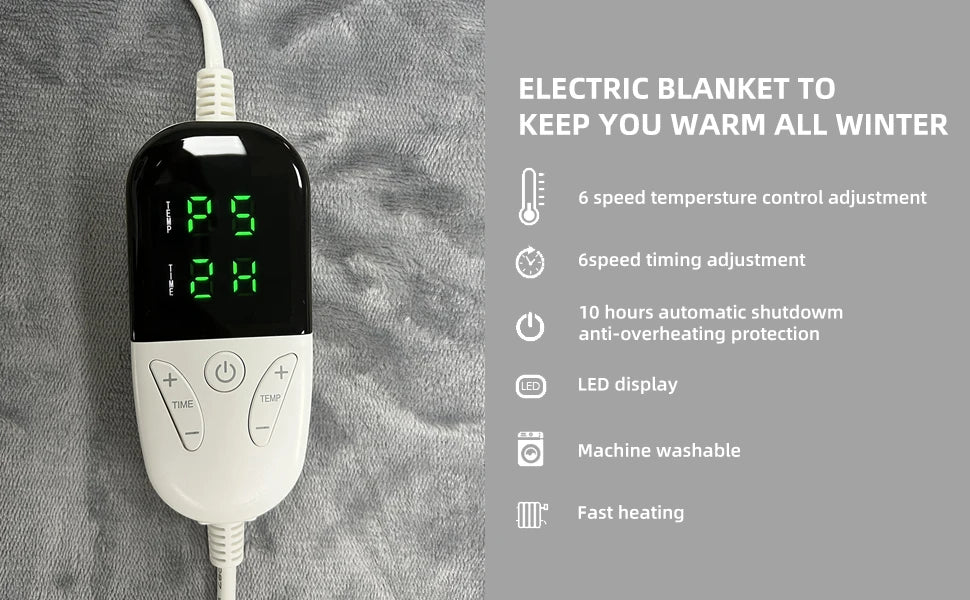 Heated Blanket-Electric Blanket,Soft Heated Throw Blanket with 6 Heating Levels & 4 Hours auto-Off,Over-Heat Protection