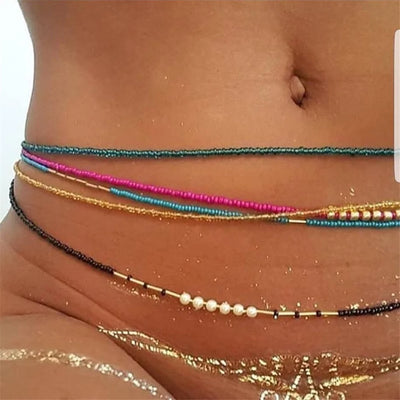 Bohemia Colorful Beaded Elasticity Waist Belly Chain for Women Girl 2023 Fashion Summer Beach Waistband Bikini Beads Jewelry