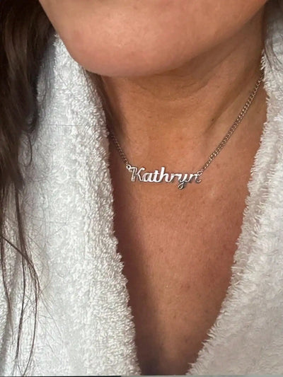 Personalised 18K Gold Name Necklace with Curb Chain, Custom Gothic Name Necklace, Birthday Gift for her, Christmas Gift for Her