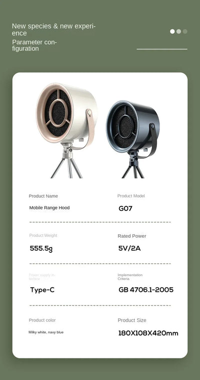 New USB Desktop Range Hoods Portable USB Powered Exhaust Fan Small Kitchen Hood Extractor Barbecue Large Suction Cooker Hood