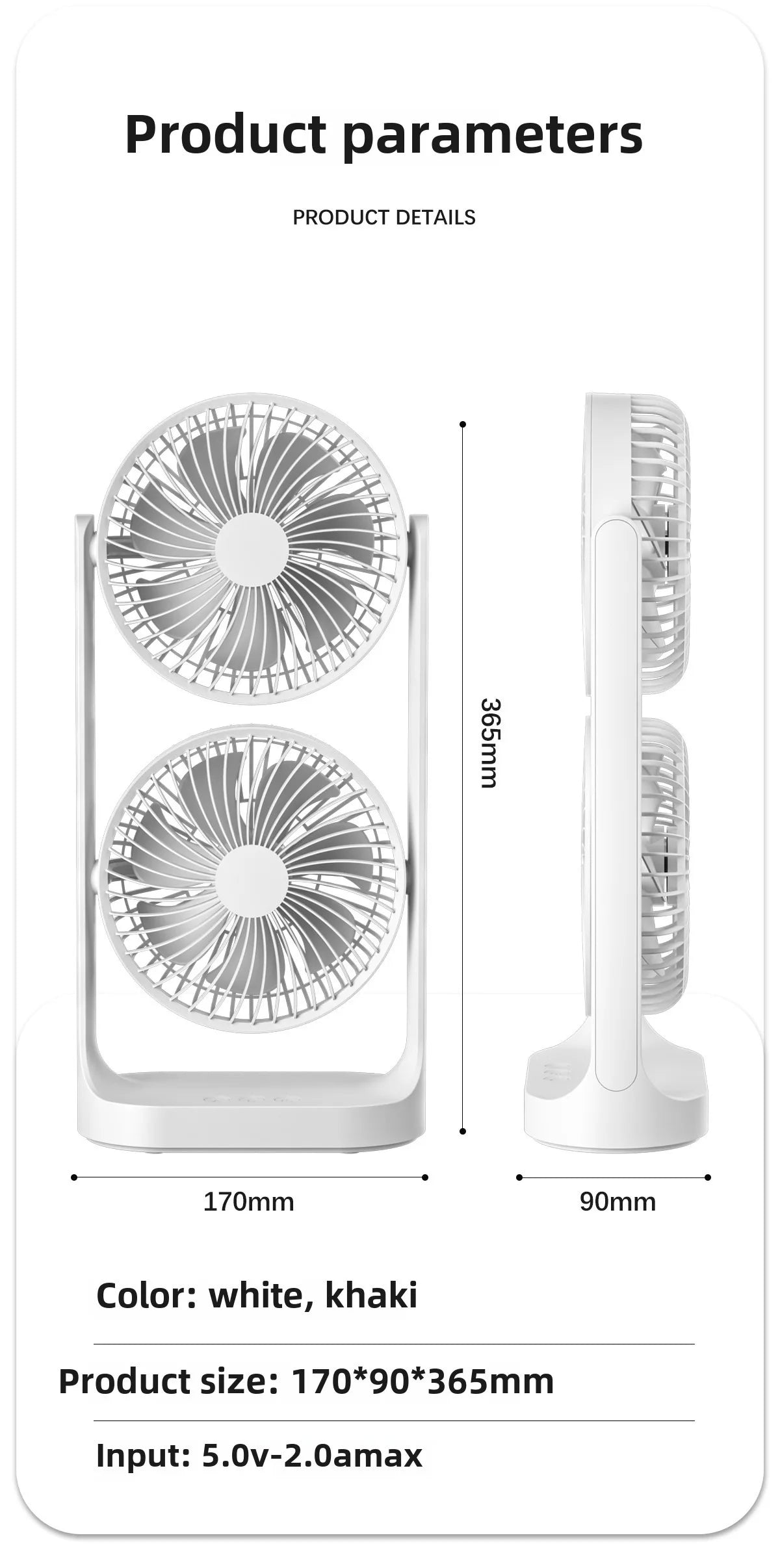 2025 new dual head desktop fan, high wind power air circulation fan, office dormitory double-layer fan