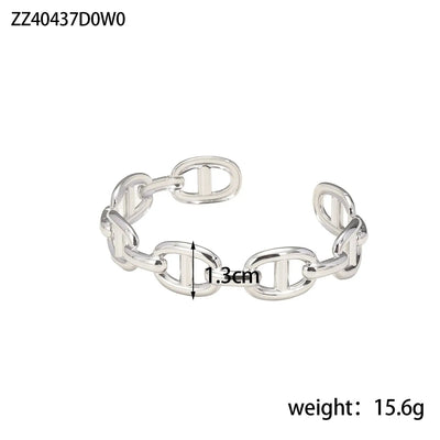 Titanium - Steel Gold - Plated C - Shaped Bangle For Women.