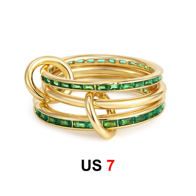 Dainty Stackable Rings for Women Luxury CZ Zircon Shiny Round Circle Ring Paper Clip Simple Combination Jewelry Gifts Wholesale