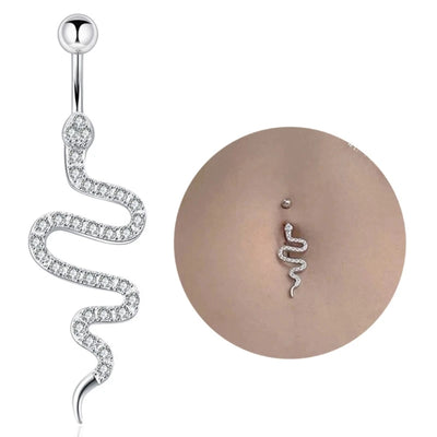 Sparkling Snake Shaped Zircon Belly Button Navel Rings Body Piercing Jewelry for Women