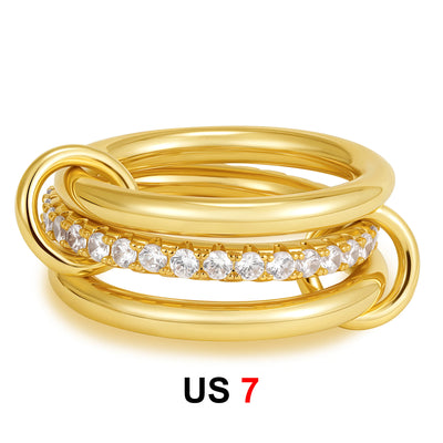 Dainty Stackable Rings for Women Luxury CZ Zircon Shiny Round Circle Ring Paper Clip Simple Combination Jewelry Gifts Wholesale