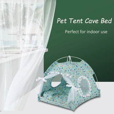 Pet Dog Tent House Floral Print Enclosed Cat Tent Bed Indoor Folding Portable Comfortable Kitten Bed Kennel For Small Pets