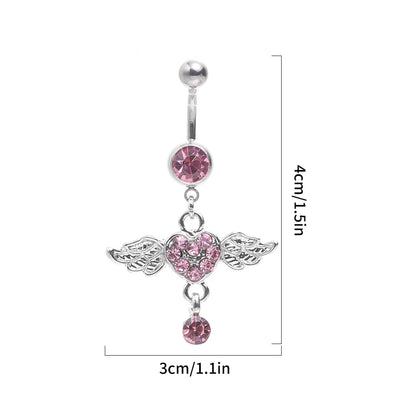 Steel Belly Button Rings Pink Crystal Piercing Navel Heart Style Navel Piercing Earring Belly Piercing Sexy Body Jewelry Ombligo