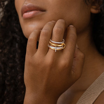 Dainty Stackable Rings for Women Luxury CZ Zircon Shiny Round Circle Ring Paper Clip Simple Combination Jewelry Gifts Wholesale