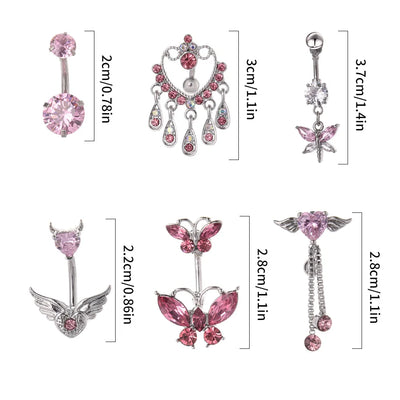 Steel Belly Button Rings Pink Crystal Piercing Navel Heart Style Navel Piercing Earring Belly Piercing Sexy Body Jewelry Ombligo