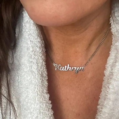 Personalised 18K Gold Name Necklace with Curb Chain, Custom Gothic Name Necklace, Birthday Gift for her, Christmas Gift for Her