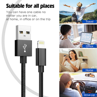 2.4A USB Cable For iPhone 13 12 11 14 Pro Max XR X XS Max 6S 6 7 8 Plus iPad iPhone Charger Fast Charging Cord Data Charger Wire