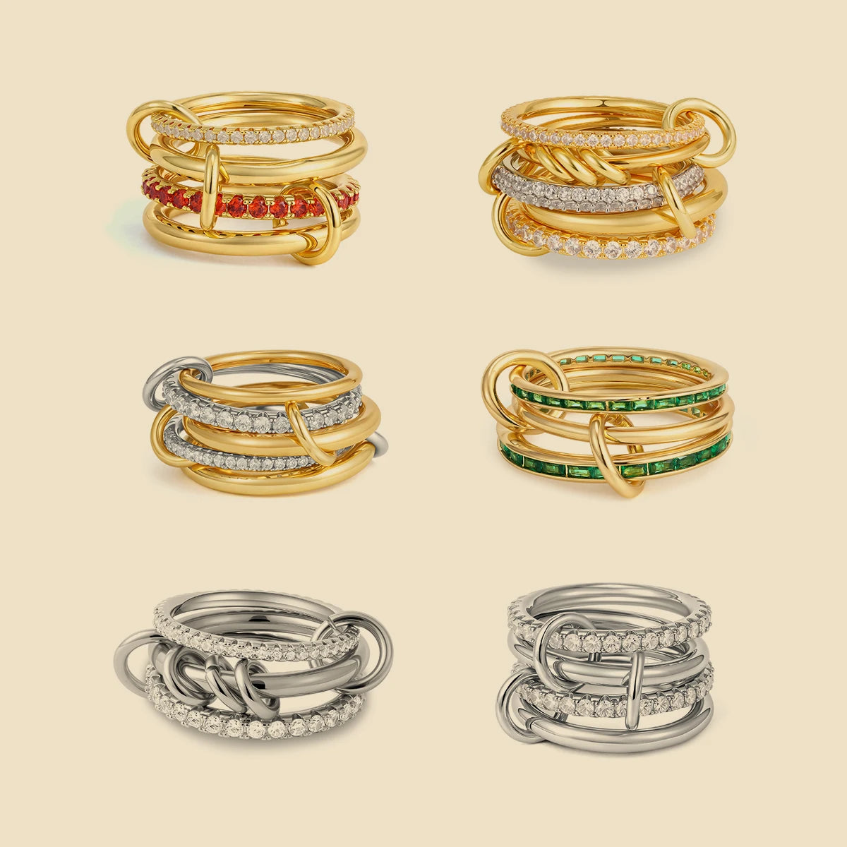 Dainty Stackable Rings for Women Luxury CZ Zircon Shiny Round Circle Ring Paper Clip Simple Combination Jewelry Gifts Wholesale