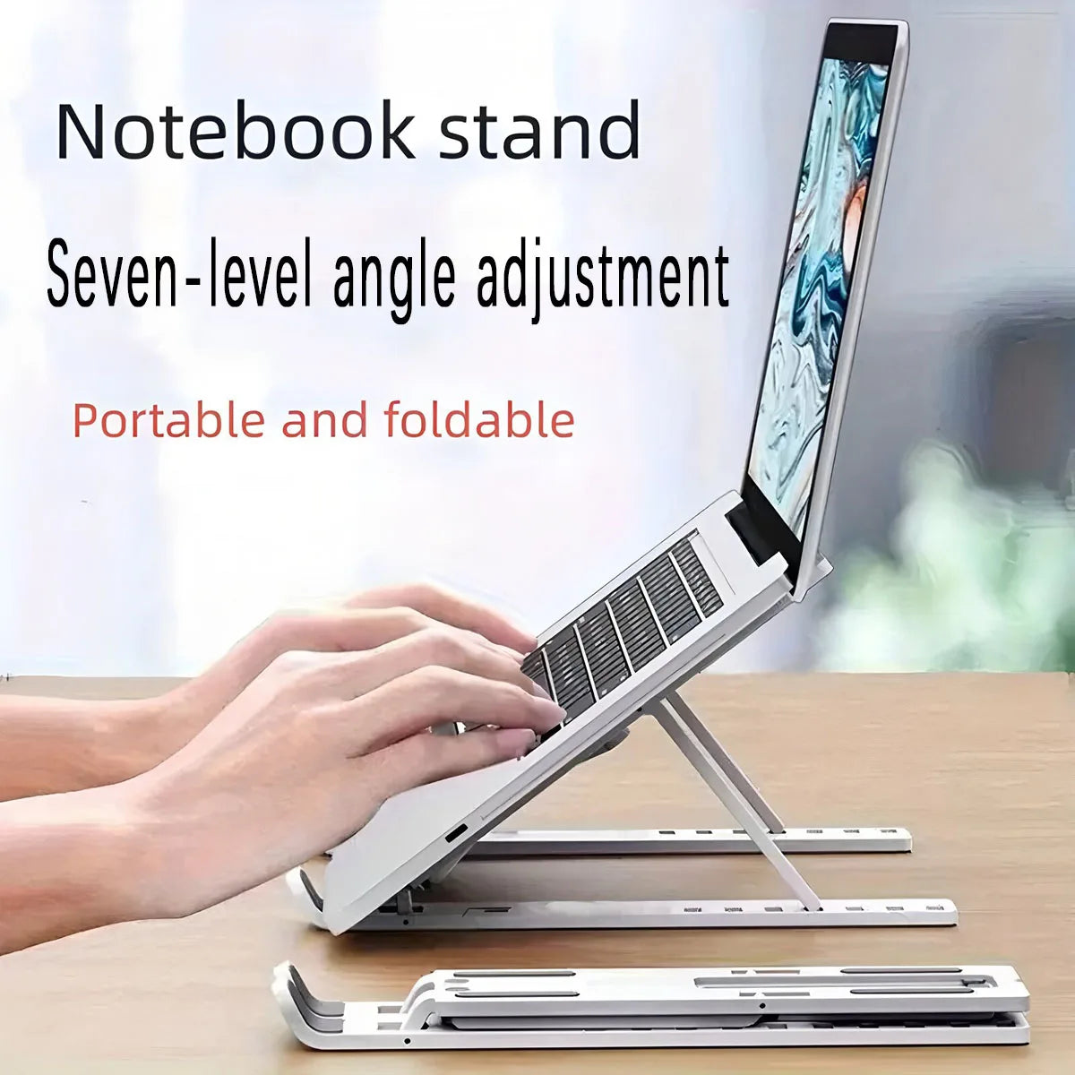 Laptop stand, seven adjustable levels, foldable laptop desktop heightening and cooling tablet support stand