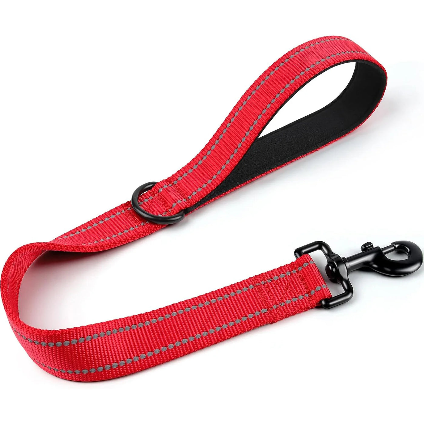 Short Dog Leash, Traffic Padded Handle, Heavy Duty Short Nylon Dog Lead For Training Control, Reflective Threads Pet Lea
