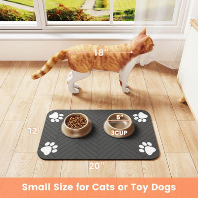 Dog Cat Food Mat - Pet Water Bowl Mats - Feeding Mat for Cat Dog Bowls - Pet Placemat Absorbent Quick Dry Non-Slip