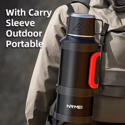 Stainless Steel Insulated Water Bottle with Handle Outdoor Portable Large Capacity Thermos Bottle,Keep Hot and Cold for 72H