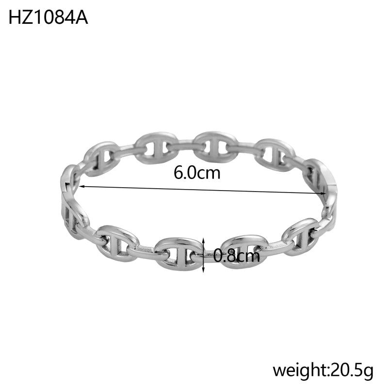 Titanium - Steel Gold - Plated C - Shaped Bangle For Women.