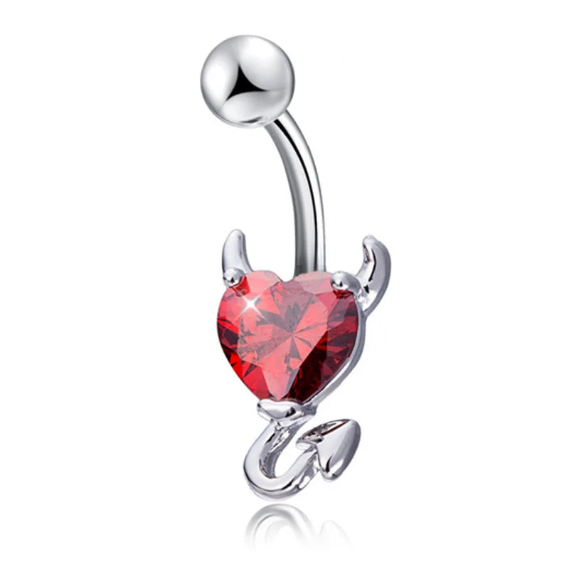 Steel Belly Button Rings Pink Crystal Piercing Navel Heart Style Navel Piercing Earring Belly Piercing Sexy Body Jewelry Ombligo
