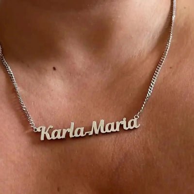 Personalised 18K Gold Name Necklace with Curb Chain, Custom Gothic Name Necklace, Birthday Gift for her, Christmas Gift for Her