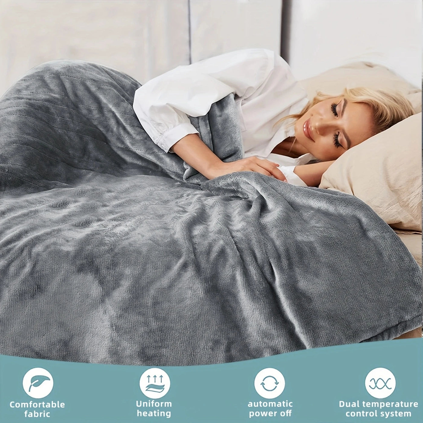 Heated Blanket-Electric Blanket,Soft Heated Throw Blanket with 6 Heating Levels & 4 Hours auto-Off,Over-Heat Protection