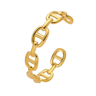 Titanium - Steel Gold - Plated C - Shaped Bangle For Women.
