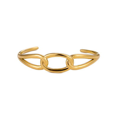 Titanium - Steel Gold - Plated C - Shaped Bangle For Women.