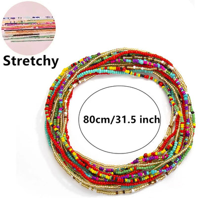Bohemia Colorful Beaded Elasticity Waist Belly Chain for Women Girl 2023 Fashion Summer Beach Waistband Bikini Beads Jewelry