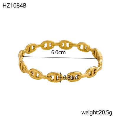Titanium - Steel Gold - Plated C - Shaped Bangle For Women.