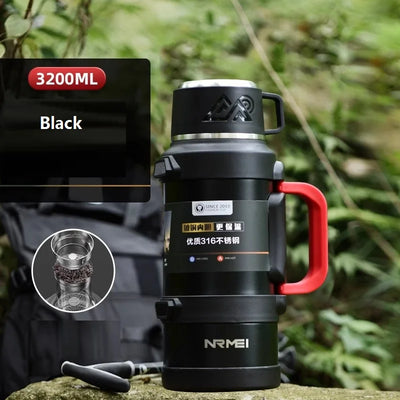 Stainless Steel Insulated Water Bottle with Handle Outdoor Portable Large Capacity Thermos Bottle,Keep Hot and Cold for 72H