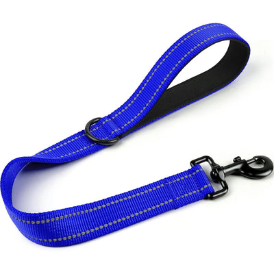 Short Dog Leash, Traffic Padded Handle, Heavy Duty Short Nylon Dog Lead For Training Control, Reflective Threads Pet Lea