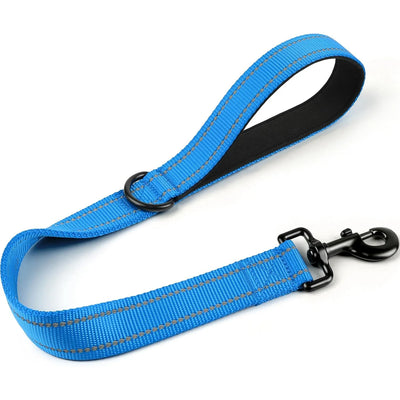 Short Dog Leash, Traffic Padded Handle, Heavy Duty Short Nylon Dog Lead For Training Control, Reflective Threads Pet Lea
