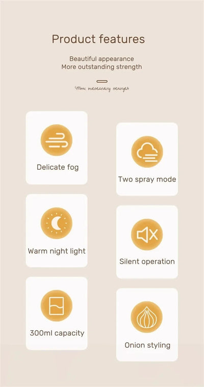 Humidifier Scented  Creative Onion Shape Can Do Night Light Quiet Sleep Desktop Office Air Conditioning Room Water Supply USB ﻿