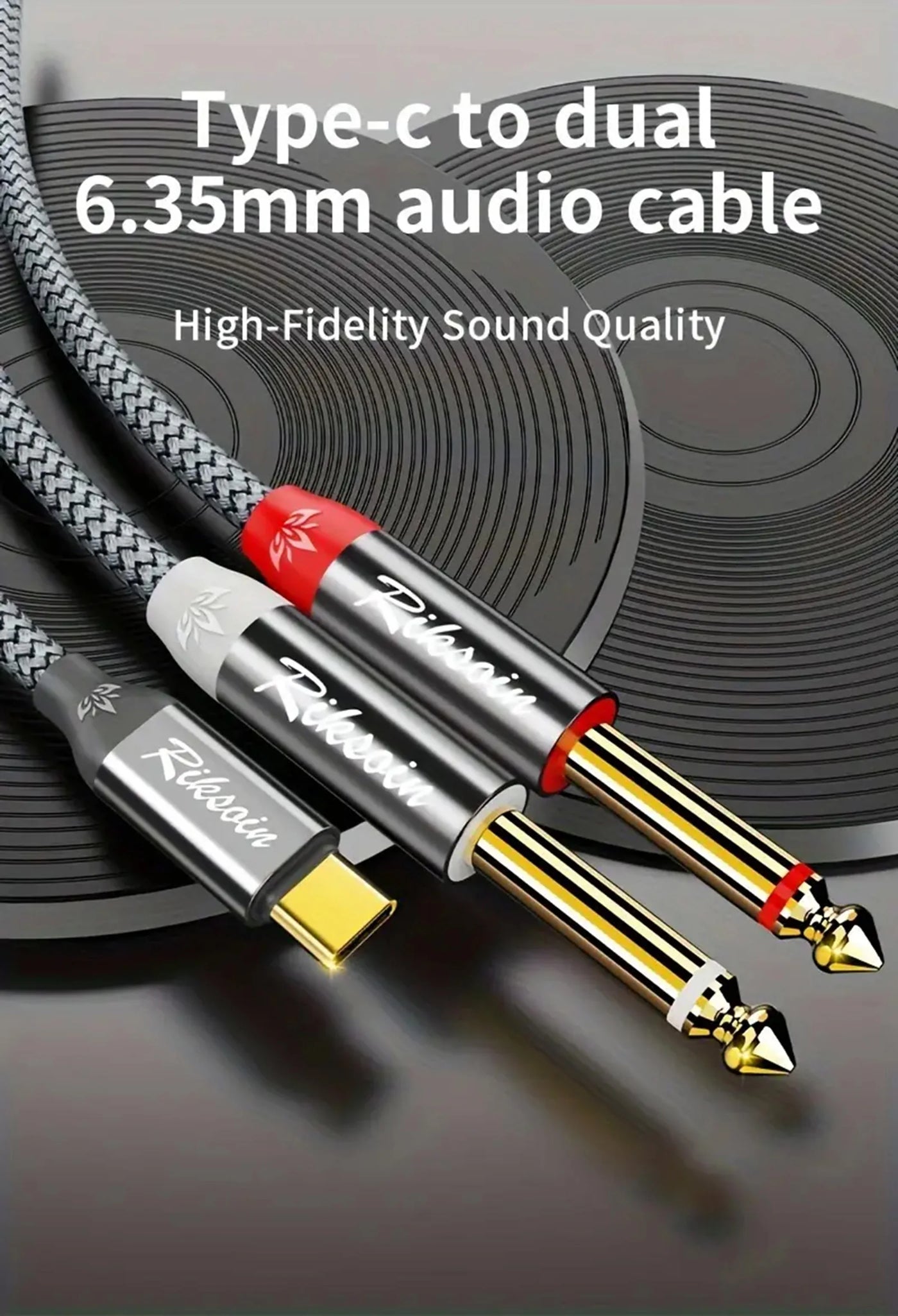 USB Type-C To Dual 6.35mm Jack 1/4 Audio Cable Y Insert Cable Splitter for iPad Laptop Mobile Phone Tablet To Speaker Mixer bass