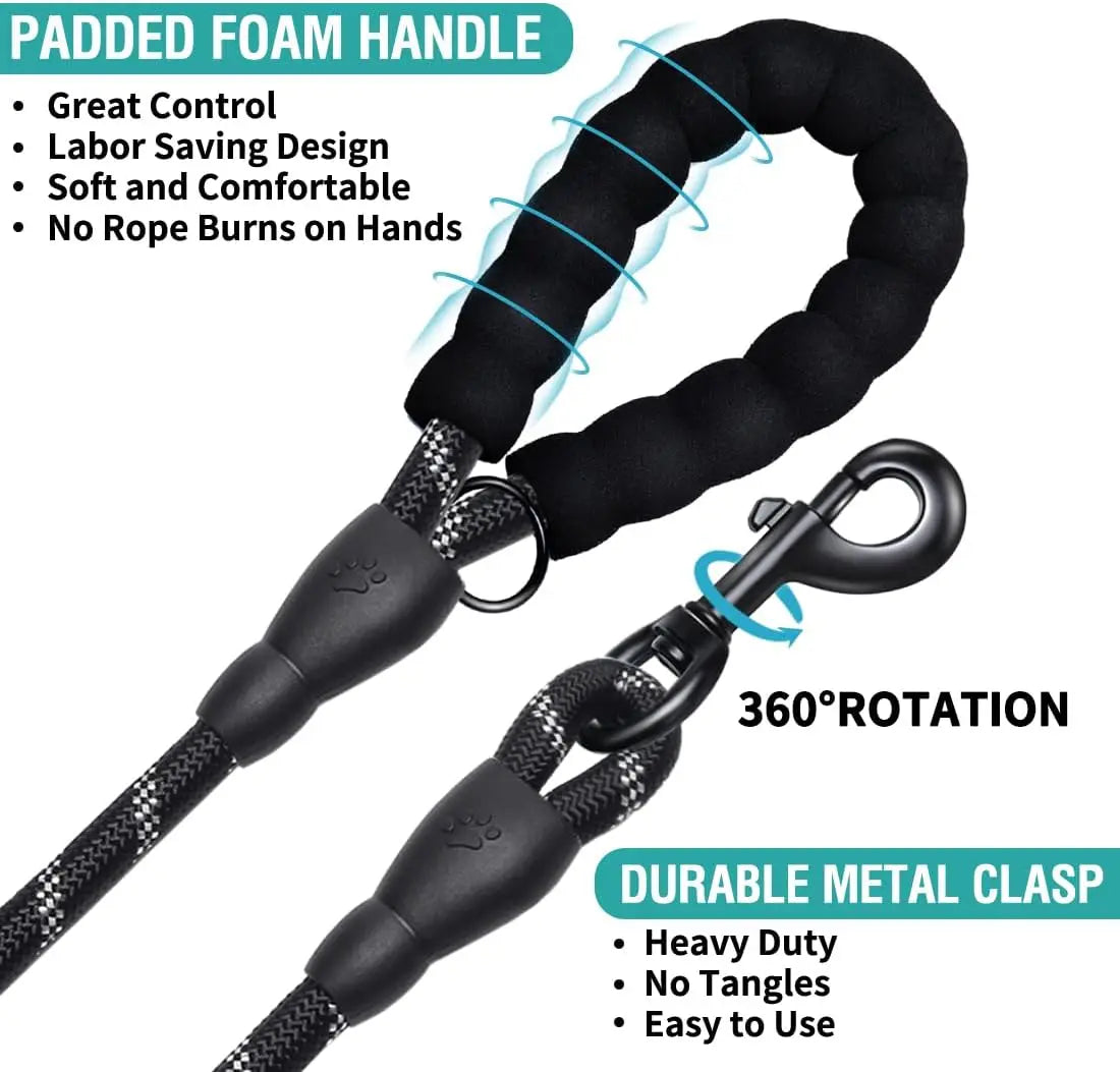 Dog leash, reflective at night, hand tight, suitable for large, medium, and small pet dogs