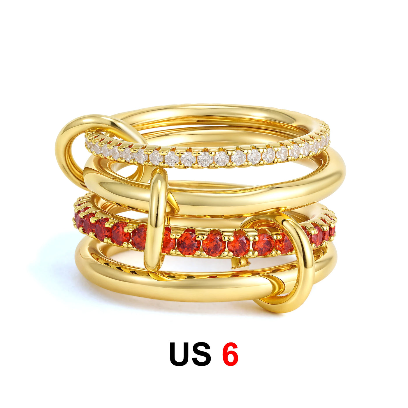 Dainty Stackable Rings for Women Luxury CZ Zircon Shiny Round Circle Ring Paper Clip Simple Combination Jewelry Gifts Wholesale