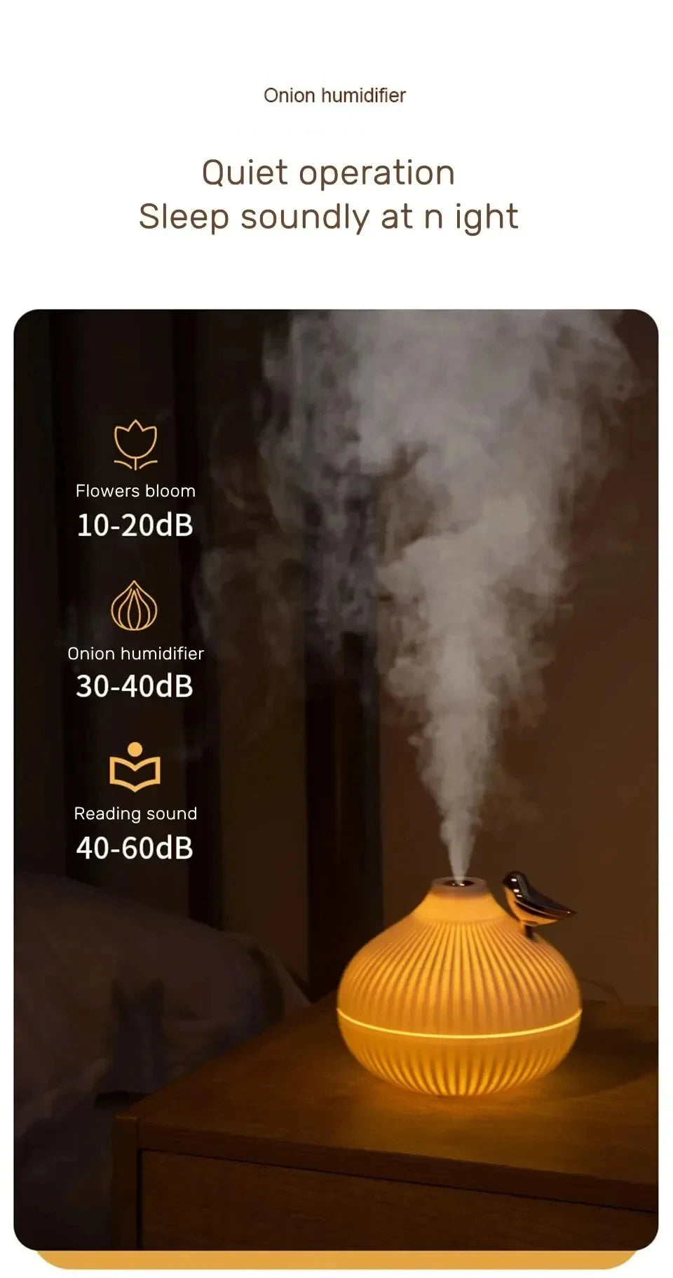 Humidifier Scented  Creative Onion Shape Can Do Night Light Quiet Sleep Desktop Office Air Conditioning Room Water Supply USB ﻿
