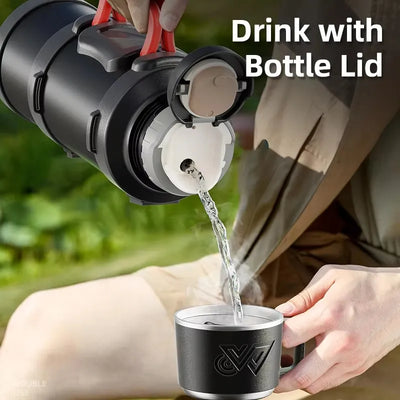 Stainless Steel Insulated Water Bottle with Handle Outdoor Portable Large Capacity Thermos Bottle,Keep Hot and Cold for 72H