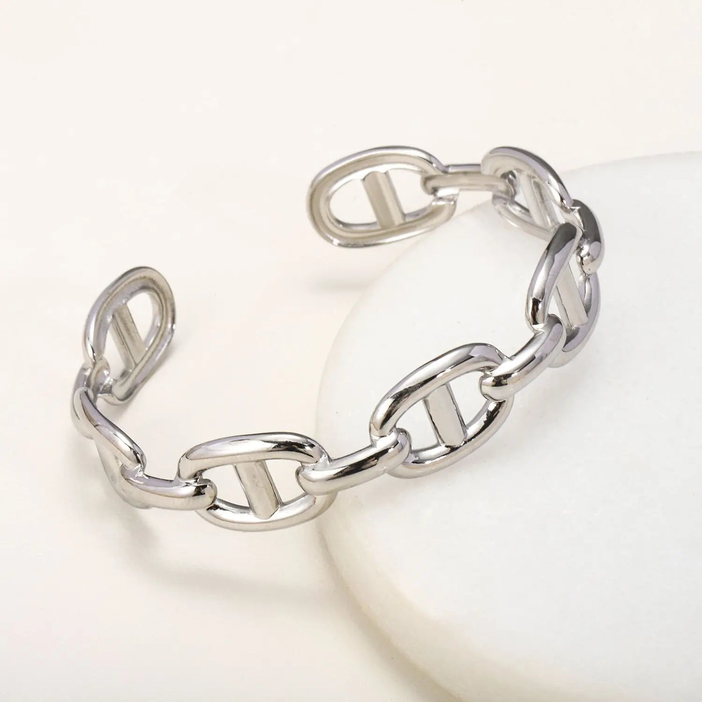 Titanium - Steel Gold - Plated C - Shaped Bangle For Women.